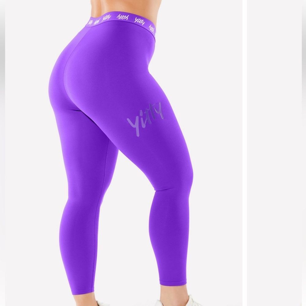 YITTY Major Label Shaping High Waist Leggings NWT Size XL Purple Logo Active